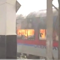 train set ablaze in Secunderabad by agitators who are protesting against Agnipath scheme