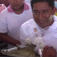 mexican mayor marries alligator in centuries old ritual