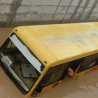 School Bus caught in flood water 