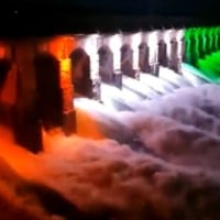 Visuals from Krishna Raja Sagar dam where water inflow was witnessed under the tricolour lighting
