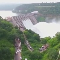 Srisailam reservoir filled with flood water