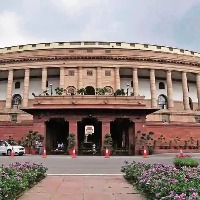 TRS MPs protesting over suspension in parliament