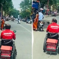 Specially-abled Zomato agent delivering food in wheelchair wins netizens' hearts