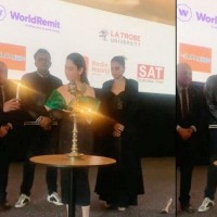 Tamannaah  takes off her sandals on stage to light lamp at IFFM in Australia