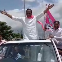 ts minister mallareddy dances on his car roof top