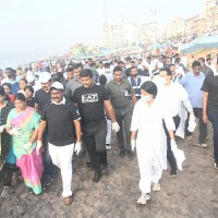 AP Ministers cleans plastic wastage at Vizag beach