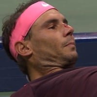 Rafael Nadal accidentally hits himself on the nose by racket