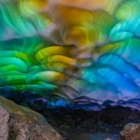 Ice caves naturally display magical rainbow lights