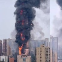 Huge Fire In China Skyscraper Dozens Of Floors Burned