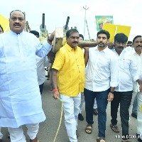 tdp leaders went assembly with a bullock cart on their shoulders