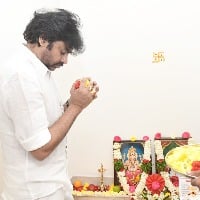 Pawan Kalyan performs Saraswathi Devi pooja at Janasena office in Hyderabad