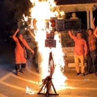 Not Ravana effigies of ED CBI and inflation burnt in Gujarats Bhuj