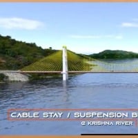 Iconic cable bridge on Krishna River between AP and Telangana