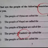 Class 7 question paper terms Kashmir as separate country in bihar