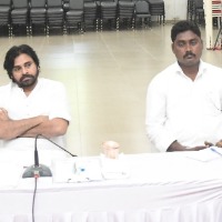 Pawan Kalyan attends to Janasena PAC meeting in Mangalagiri