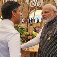 britain pm rishi sunak greets indian prime minister narendra modi in g20 summit