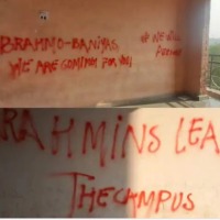 Anti Brahmin slogans on JNU walls triggers tesnsion
