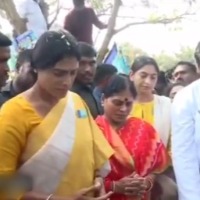 YS Sharmila lays foundation stone for party office in Palair