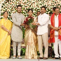 CM Jagan attends Gokaraju Gangaraju grand son marriage reception