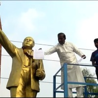 KA Paul submits memorandum to Ambedkar statue in Vijayawada