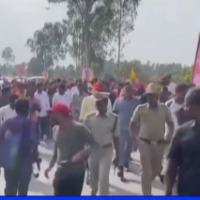 Karnataka police provides security for Lokesh Yuvagalam Padayatra at border villages 