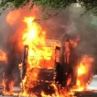 Three private buses gutted in fire