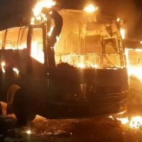Three travel buses caught fire in Hyderabad