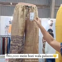 designer made palazzo pants with sacks