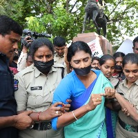 YS Sharmila detained in Hyderabad during protest on women's day
