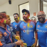 Team India players celebrates Holi