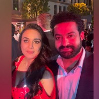 Preity Selfie Moment With Jr NTR At Priyanka Chopras Pre Oscar Party