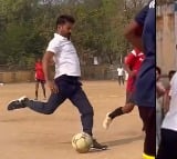 revanth reddy plays football with youth
