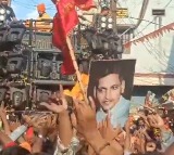 Godse's picture displayed during Shobha Yatra in Hyderabad