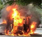 TSRTC bus catches fire in Hyderabad