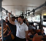 Rahul takes bus ride in B’luru, tells commuters about Cong promises
