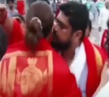 Aadipurush director Om Raut kisses Kriti Sanon before Tirumala temple