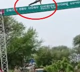 Drunk man does push ups on high signboard in viral video