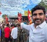 Lokesh clicks a selfie at a Fish Andhra outlet in Gudur constituency 
