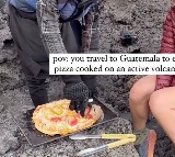 Woman Eats Pizza Cooked On Guatemalas Active Volcano