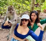 Samantha pic with monkey in Bali