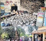 Govt School building wall collapsed in Husenapuram village of Nandyala district