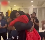 Allu Arjun hugs his wife while celebrating his national award