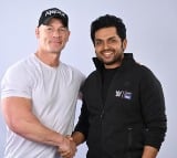 John Cena Meets Rajesh Kaul and Actor Karthi Ahead of WWE Superstar Spectacle in Hyderabad
