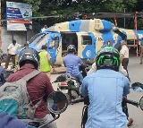 Helicopter lands in the middle of the road in bengaluru causing traffic jam
