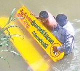 Bench Throne Into canal In mangalagiri