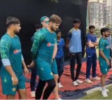 Pakistan team practices at Hyderabad stadium ahead of warm-up match