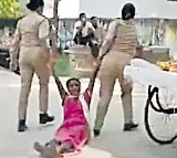 up constable drag woman on road in hardoi district of uttarpradesh