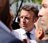 French President Emmanuel Macron arrives in Israel
