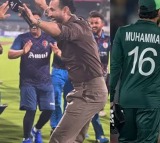 Irfan Pathan celebrates with Rashid Khan after Afghanistan historic win vs Pakistan