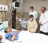 Chandrababu talks to media after visits KCR at Yashoda Hospital in Hyderabad